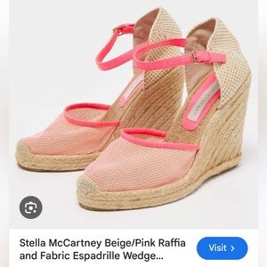 Stella McCartney Pink and Beige Espadrille Wedges Sz 7.5